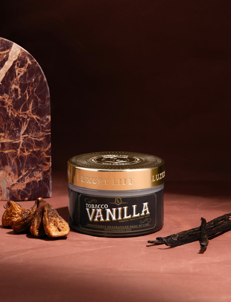 Tobacco Vanilla Body Butter on display table